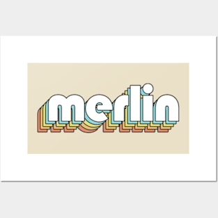 Merlin - Retro Rainbow Typography Faded Style Posters and Art